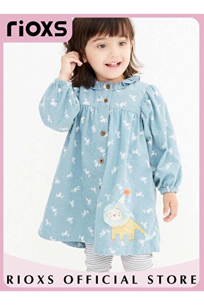RIOXS Toddlers Kids Girls Corduroy A Line Dress Round Neck Long Sleeve Dress ...