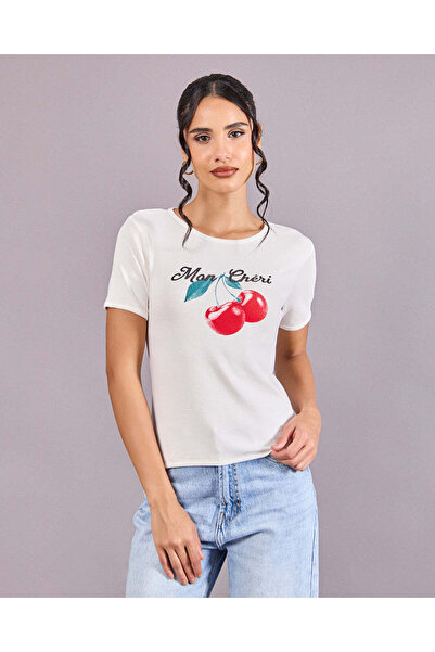 REDTAG Women White Printed T-Shirt