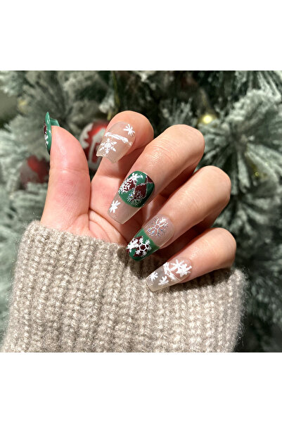 Takma Takma Takma Tırnak Nail Art Renkli M Beden Orta Balerin 10'lu El Yapımı...