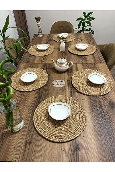 Namteks 6 Adet Siyah Jüt Supla / Amerikan Servis Lux Sunum Tabak Altlığı supl...