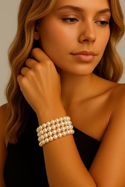 COCOSH TAKI سوار مرن متعدد الأرباع مزين بخرز اللؤلؤ