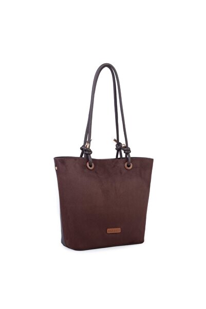 Nas Bag Hafif Kadın Büyük Boy Omuz Çantası Kahve Süet