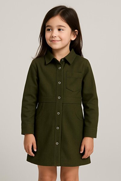 Montisu 100% βαμβάκι, κοριτσίστικο, υφαντό φόρεμα πουκάμισο με κουμπωτά, εξαιρετικά απαλό- άνετο