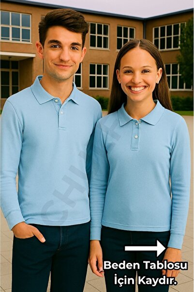 chulfa uniformă școlară cu mânecă lungă tricou pentru liceu (1 bucată) cu guler polo unisex