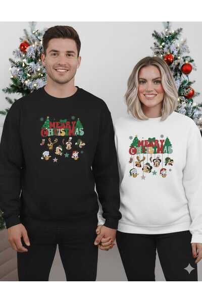 blausee wear LiyAdaCo Черно-бяла блуза с щампован мотив „Весела Коледа“ Компл...