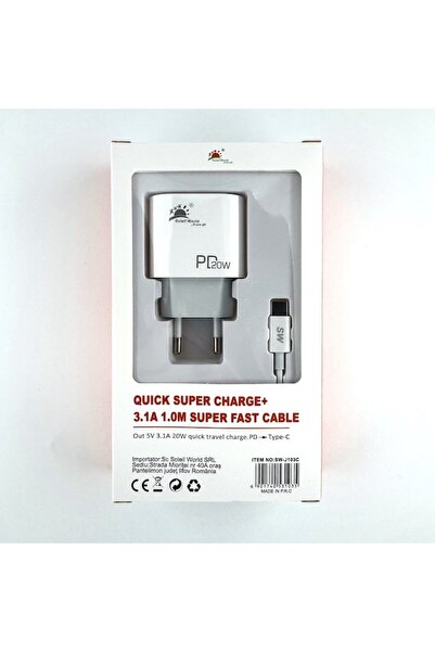 OEM 20W PD Wall Charger with 1m Type-C Cable, Fast Charging, White
