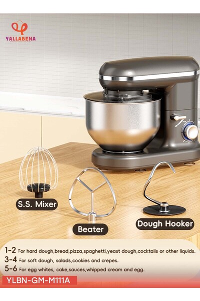 Generic Stand Mixer GM-M111A – 1300W, 5L Stainless Steel Bowl, 6-Speed Control