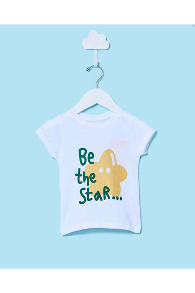 REDTAG Infant Girls White Printed T-Shirt