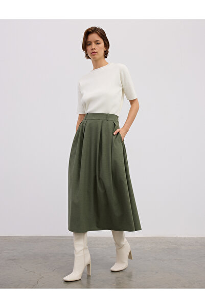 BGN workshop تنورة ميدي من مزيج الفسكوز من PILELI