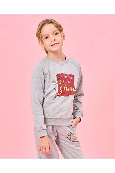 REDTAG Girls Grey Printed Sweatshirt