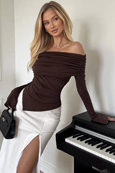 World Fashion Trends ΦΟΥΣΤΑ ΑΠΟ ΦΥΣΙΚΟ ΥΦΑΣΜΑ ΒΙΣΚΟΥΡΑΣ ΤΡΙΓΩΝΙΑ ΜΑΚΡΥΜΑΝΙΚΗ ΕΛΑΣΤΙΚΗ ΜΠΛΟΥΖΑ WFT9263