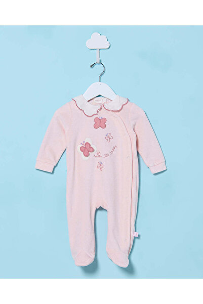 REDTAG بدلة نوم مخملية وردية فاتحة بأزرار أمامية