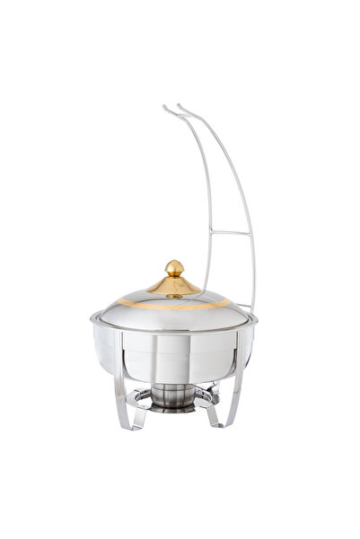 SAFA ✨ Stainless steel food warmer with hanging lid – 6-liter capacity for your large banquets in golden elegance ✨