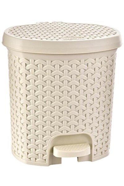 dealshopromania Rattan Pedal Bin Beige 18 Liters