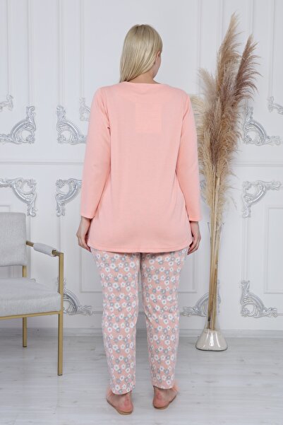 Wild Rose Plus Size Women's Floral Pattern Buttoned Comfortable Fit Pajama Set – Polyamide Viscose Fabric