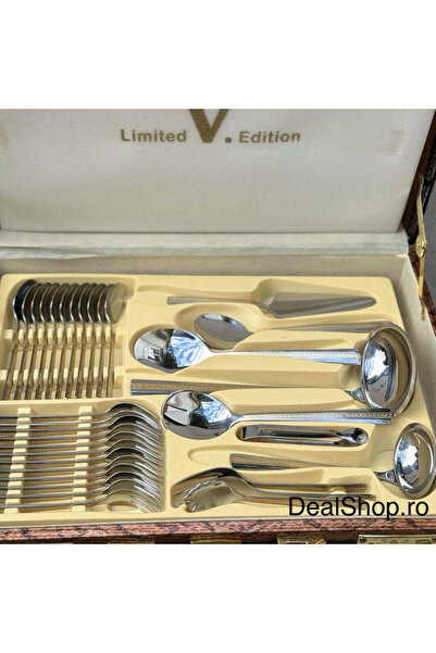 dealshopromania 72-piece Limited Edition LV 1005 Stainless Steel Cutlery Set Elegant Service for 12 People with Prem