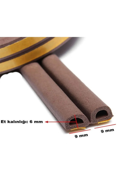 NUBLADO Kalın Kapı Pencere Soğuk İzolasyon Bandı Fitili 25x2= 50 METRE (KAHVERENGİ)
