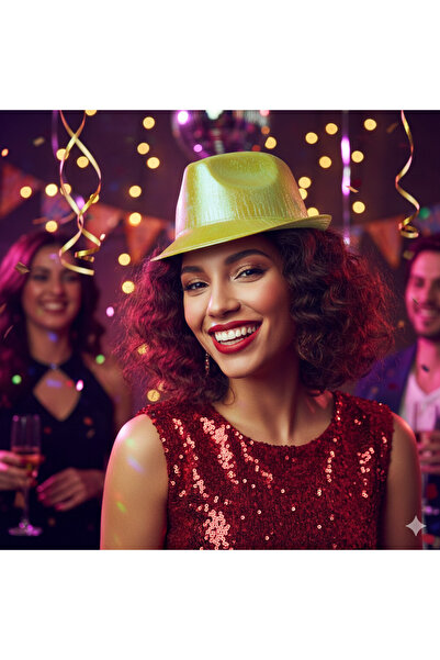 DODOMAR Περιφέρεια κεφαλιού 56 εκ. – Κίτρινο καπέλο πάρτι Fedora με ολόγραμμα...