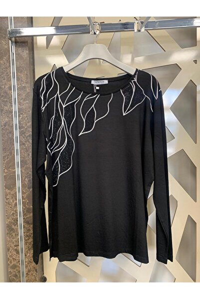 günay boutıque Taş Printed Blouse-Black