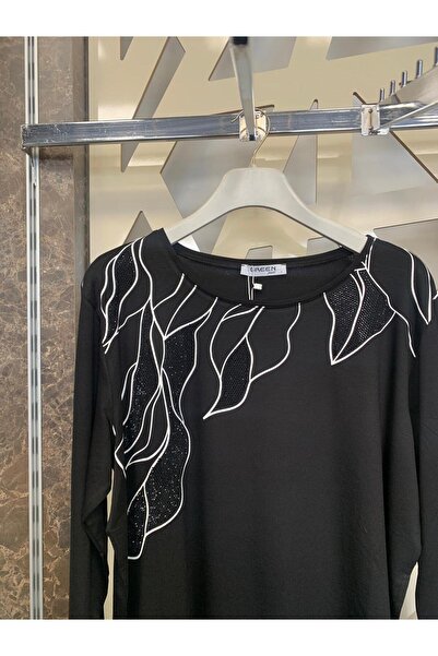 günay boutıque Taş Printed Blouse-Black