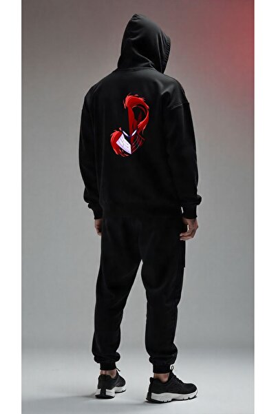 ship master Set de cu glugă trening pentru bărbați cu mască Ninja – Negru sup...