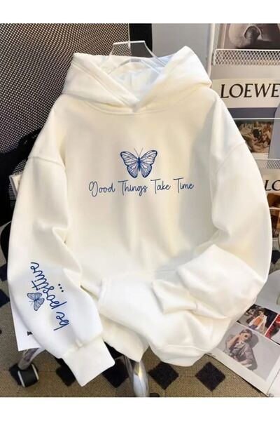 ZEMLİYA Φούτερ με κουκούλα – Τυπωμένο με σχέδιο Σκοτεινό Λουλούδι & Κρανίο