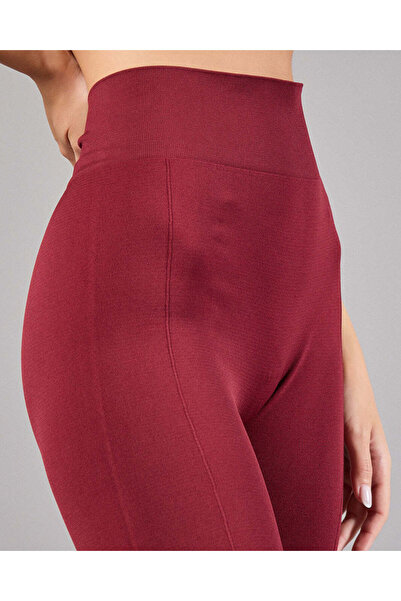REDTAG Women Burgundy Seamless Active Leggings