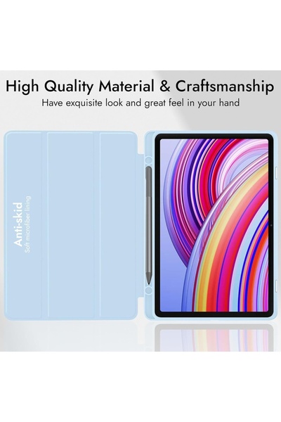 SKYDDAR INNOVATION Tablet case for Xiaomi Redmi Pad Pro, Pencil holder, Flex Trifold, sticker set, Navy blue