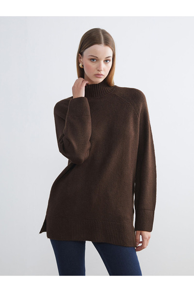 LC Waikiki Визия Кафяв полуприлепнал пуловер с рибарска яка за жени