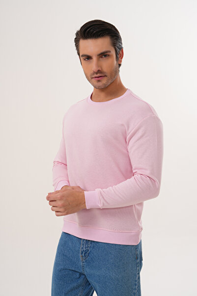 Miss Dünya Lissa Pink Unisex Crew Neck 100% Cotton Basic Sweatshirt