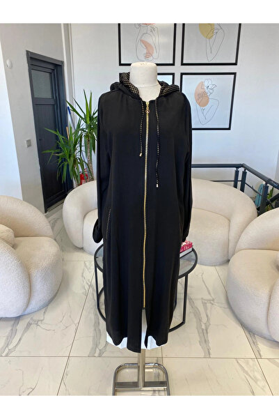 Parla Prive DULE BÜYÜK BEDEN SİYAH KAPŞONLU KAP