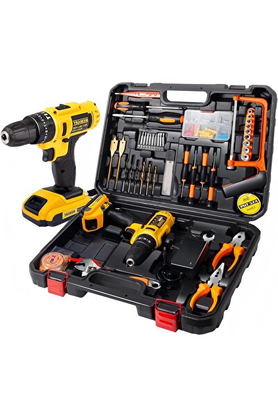 Waite Payging طقم مثقاب لاسلكي مكون من 128 قطعة مع أدوات كهربائية، بطاريتان ليثيوم أيون وشاحن سريع، طقم مثقاب 3/8 بوصة