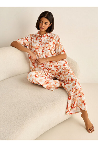 Aadaraya طقم بيجاما قميص بأزرار وبنطال