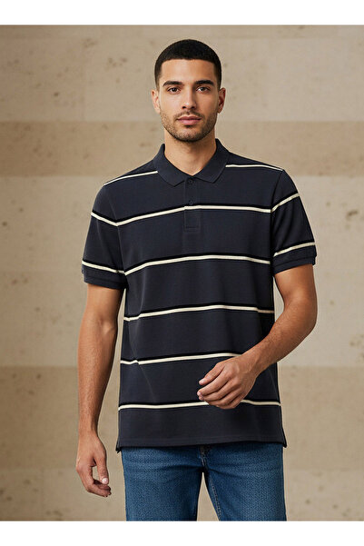 FAV تي شيرت بولو مخطط بأكمام قصيرة للرجال