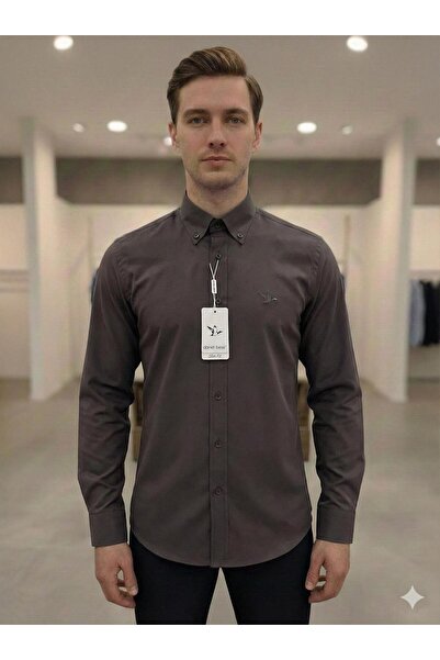 Daniel Bessi Κλασικό ανδρικό πουκάμισο με μακρύ μανίκι εφαρμοστό από βαμβακερό ελαστικό ύφασμα με κουμπιά