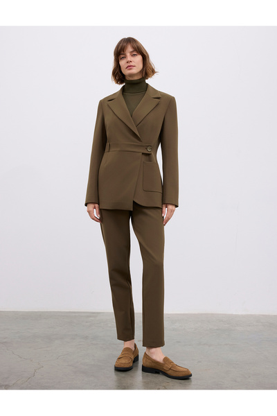 BGN workshop Asymmetric Cut Button Detail Blazer Jacket