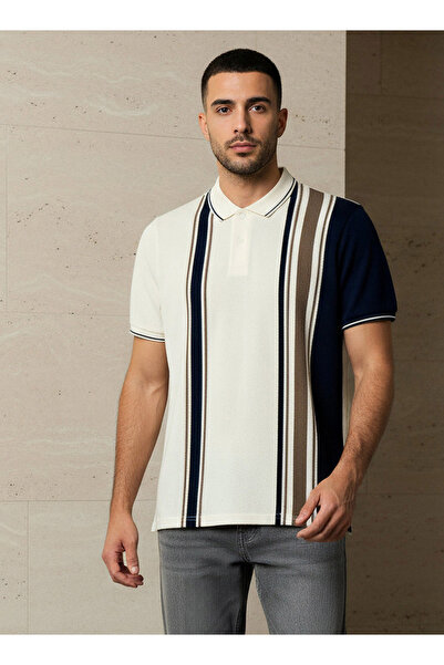 FAV Men Short Sleeves Striped Polo T-shirt
