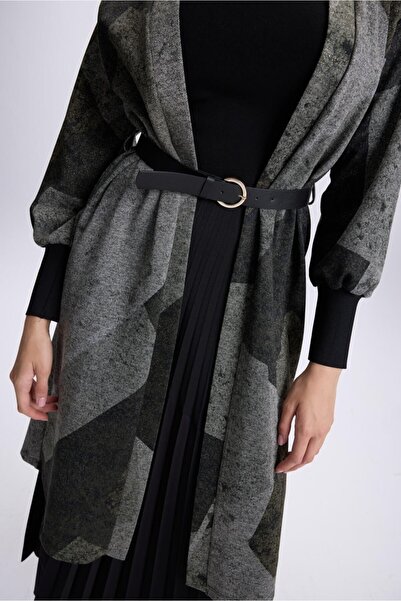 Zühre Patterned Belt Detail Cardigan Green 0007