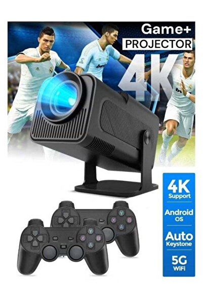 Borrego Smart 5 Projector with Dual Game Consoles and 10,000 Built-in Games, 1080P Support