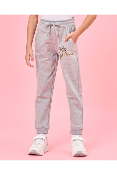 REDTAG بنطال رياضي أساسي مطبوع باللون الرمادي للبنات