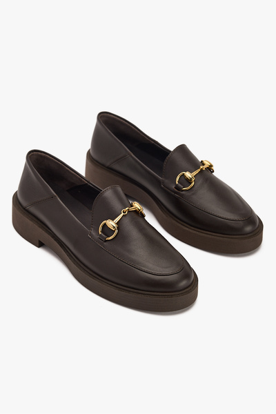 West To West Women's Metal Buckle Loafer – Genuine Leather Casual Shoes