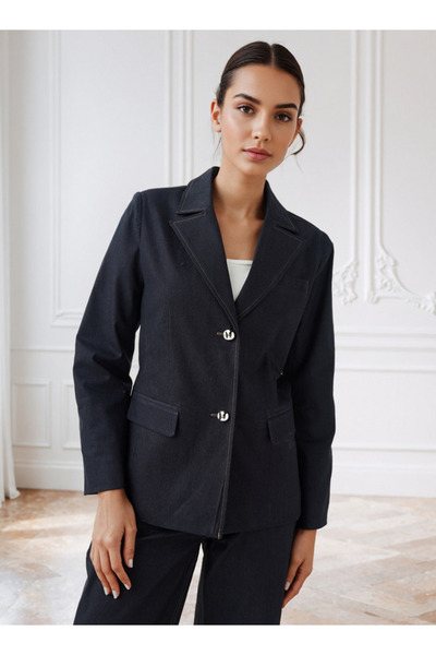 FAV Denim Blazer with Notched Lapel