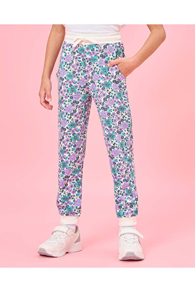REDTAG Girls Blue Printed Basic Track Pants