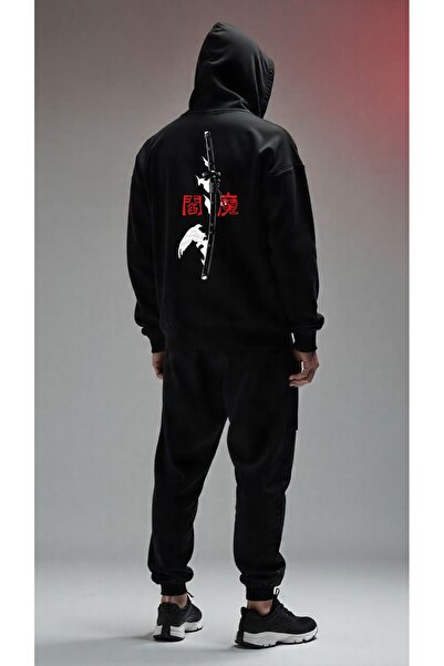 ship master Set de cu glugă trening pentru bărbați cu mască Ninja – Negru sup...