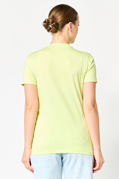 Karl Lagerfeld Women Crew Neck Short Sleeve Plain T-Shirt, Lime Green