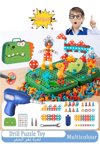 Generic Drill Design Puzzle Construction Toys 450 Pcs Electric Drill Creative Screwdriver Building Blocks