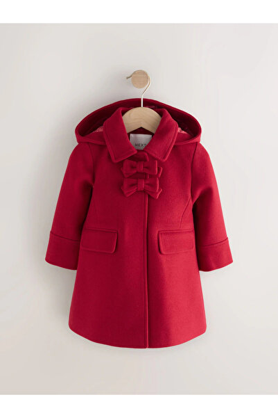 Next Baby Girl's Red - Wool Bow Detailed Hooded Coat/Coat Alyau6930
