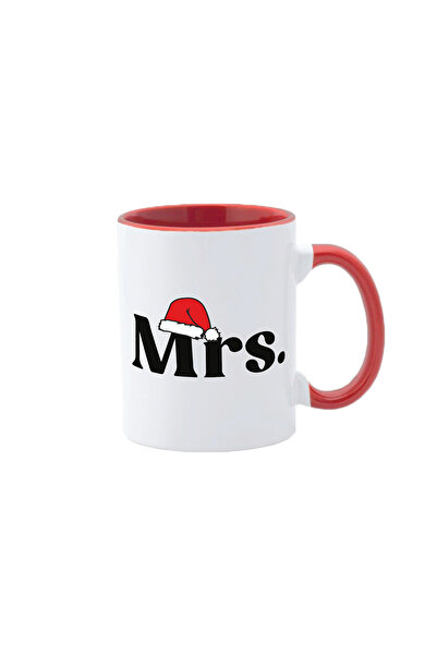 AFFIX THE DIFFERENT PERSPECTIVE Personalized mug, white with red interior and handle, 350ml, Christmas Collection, Model 3
