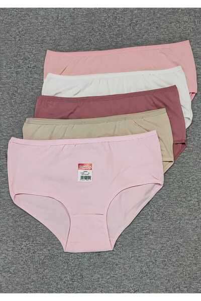 AVESŞENER Büyük Beden Penye Yüksek Bel hipster slip kadın Külot 5li paket