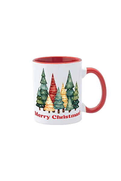 AFFIX THE DIFFERENT PERSPECTIVE Personalized mug, white with red interior and handle, 350ml, Christmas Collection, Model 9
